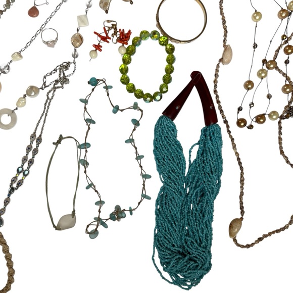 Jewelry lot assorted beach boho earthy coastal necklace bracelet earrings silver - Picture 6 of 8